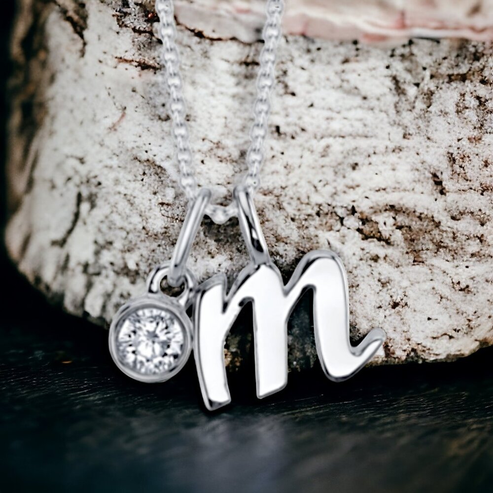 UNWRITTEN CZ 'M' Initial Necklace